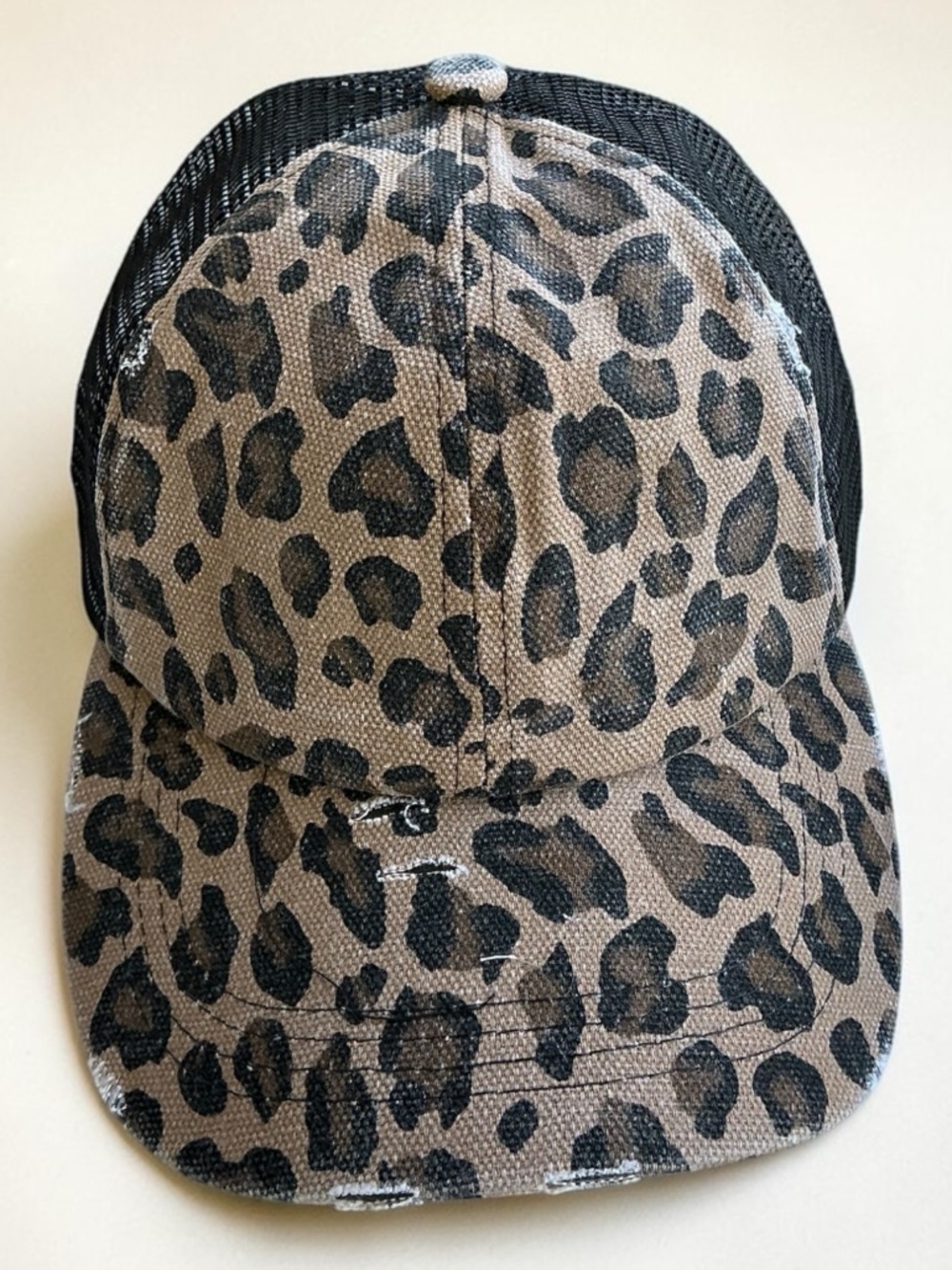 Distressed Leopard Trucker Hat Snapback Women Y2K Western Grunge